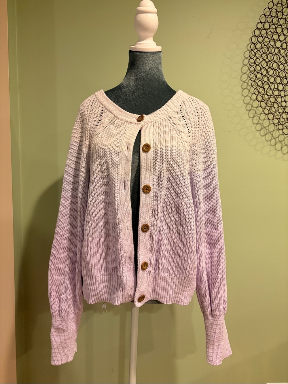 Universal Thread Lavender Chunky Knit Button Cardigan Sweater Size L